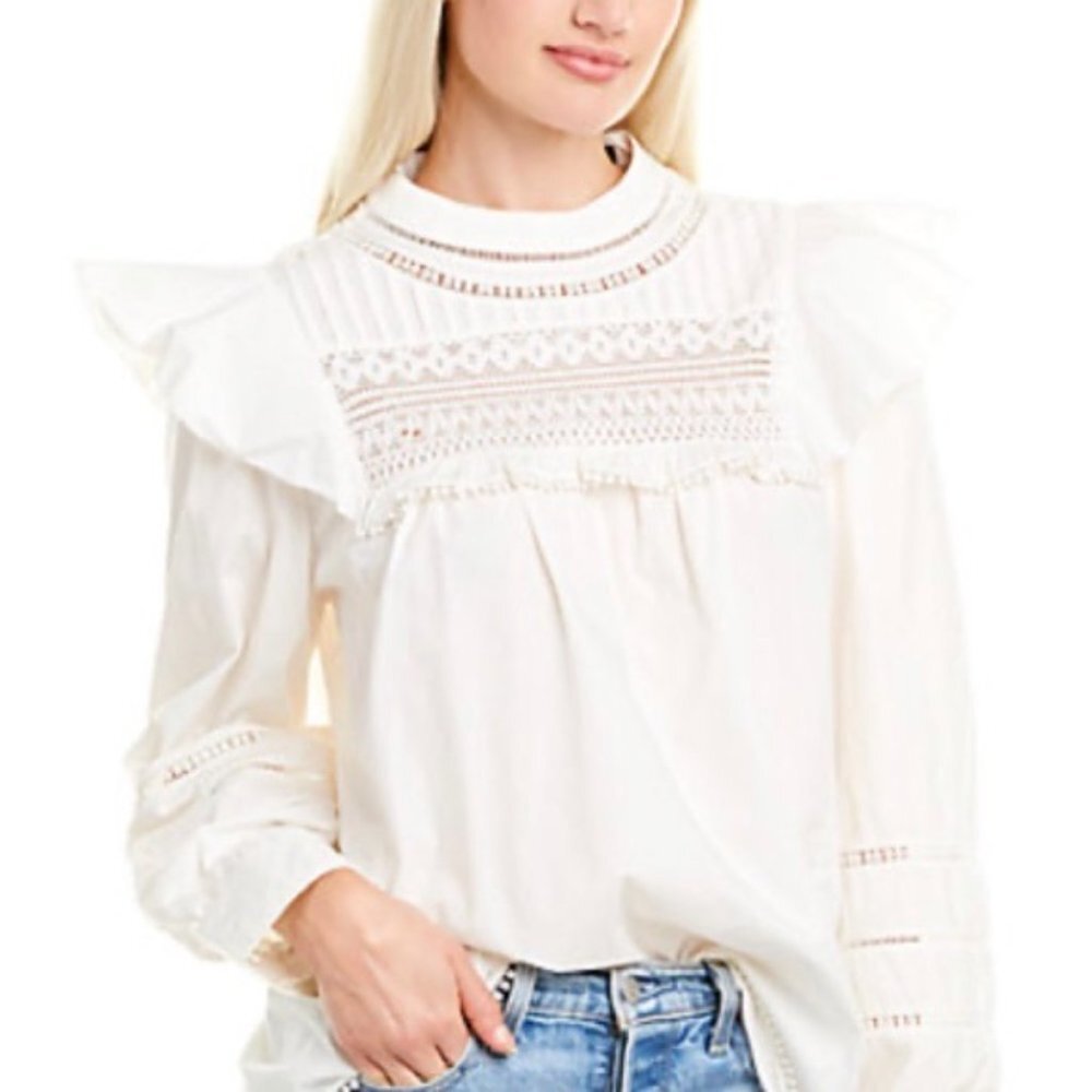 J Crew Crocheted Lace Ruffle Top Ivory AK764 NWT
